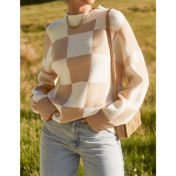 Women's 2026 Spring Fashion Turtleneck Long Sleeve Striped Ribbed Knit Loose Pul - Picture 6 of 9
